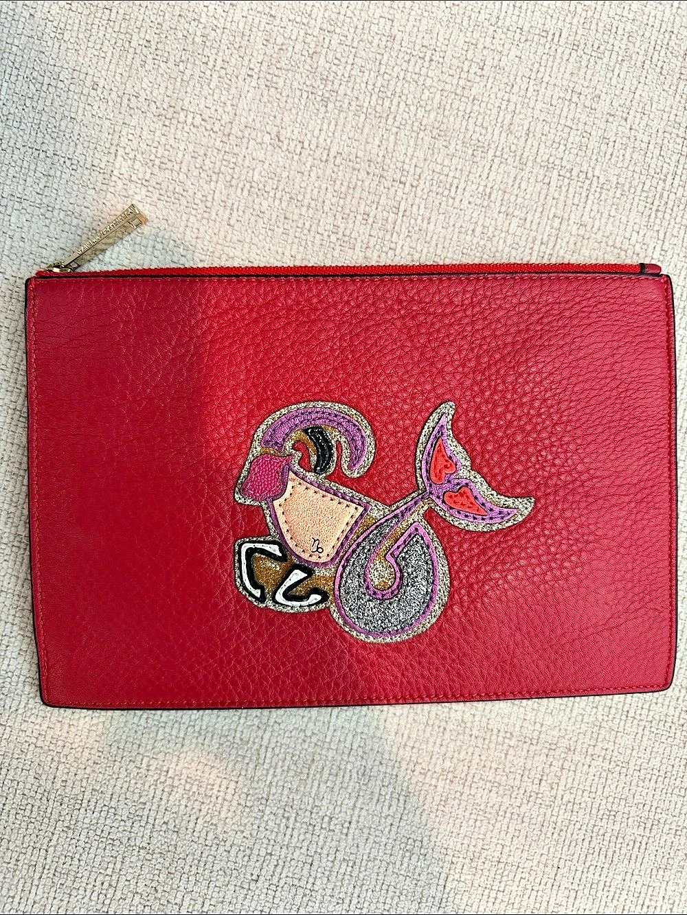 Diane von Furstenberg Red Embroidered
Zodiac Clutch